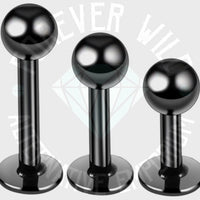 Steel Labret With Ball ↠ Black