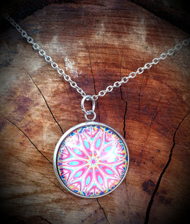 Mandala Cabochon Steel Necklace