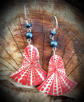 Red Shell Mother Of Pearl Earrings