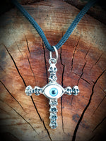 Evil Eye Skull Cross Necklace