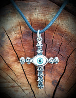 Evil Eye Skull Cross Necklace