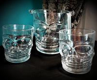 Glass Skull Ice Bucket & Whiskey Glasses Combo
