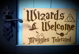 Wizards Welcome HP Wooden Sign