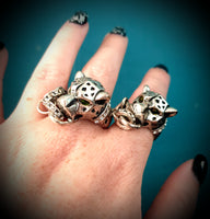 Leopard With Green Diamantè Eyes Ring