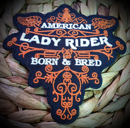 American Lady Rider Born & Bred Biker Badge Patch