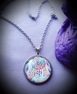 Dream Catcher Cabochon Steel Necklace
