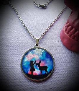 Galactic Sky Cabochon Steel Necklace