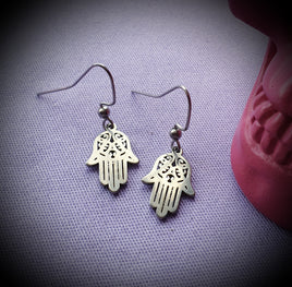 Hamsa Hand Steel Earrings