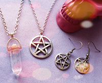 Pentacle Crystal Necklace & Earrings Combo