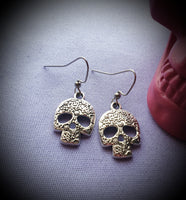 Floral Skull Earrings (Pair)