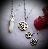 Pentacle Crystal Necklace & Earrings Combo
