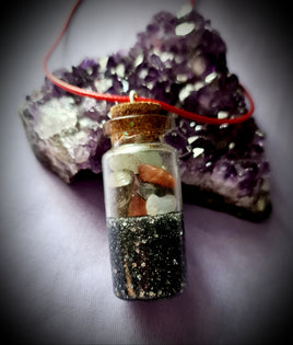 Earth & Night Gemstone Bottle Necklace