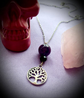 Amethyst Tree Of Life Crystal Necklace