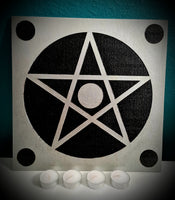 Pentagram Wooden Altar Candleholder