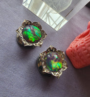 Flower Faux Opal Plugs ~ Pair