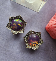 Flower Faux Opal Plugs ~ Pair