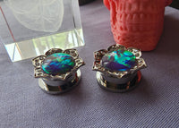 Flower Faux Opal Plugs ~ Pair