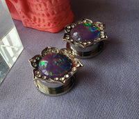 Flower Faux Opal Plugs ~ Pair