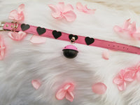 Hearts Big Bell Kitty PU Collar