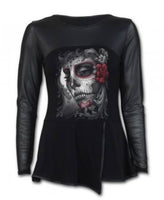 Day Of The Dead Mid Length Mesh Sleeve Dress