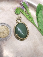 Green Aventurine In Brass Necklace