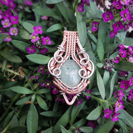 Green Aventurine in Copper & Silver Coloured Copper Pendant