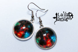Galaxy Supernova Glass Dome Earrings