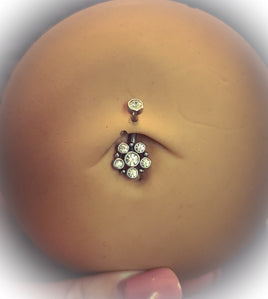 Dotwork Flower Diamanté Bellyring