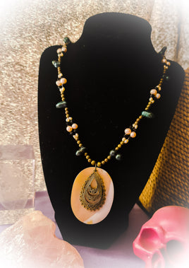 Bespoke Boho Indian Brass & Pearl Necklace