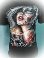 Day Of The Dead Goddess Ladies Fitted Tee