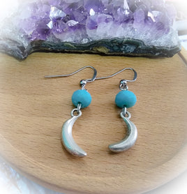 Crescent Moon Beaded Earrings