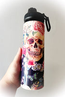 Floral Skull Water Bottle
