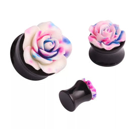 Splattered Rose Plugs ~ Pair