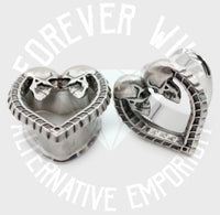 Skeleton Heart Tunnels ~ Pair