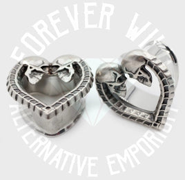 Skeleton Heart Tunnels ~ Pair
