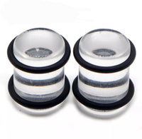Acrylic Plugs With O-rings ↠ Clear ~ Pair