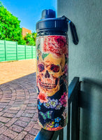 Floral Skull Water Bottle