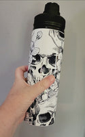 Floral Skull B&W Water Bottle