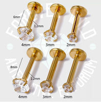 Crystal Prong-Set Labret ↠ Gold