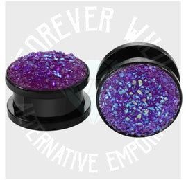 Crushed Diamantè Plugs ↠ Purple ~ Pair