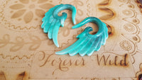 Angel Wing Ear Hangers ↠ Green Marble ~ Pair