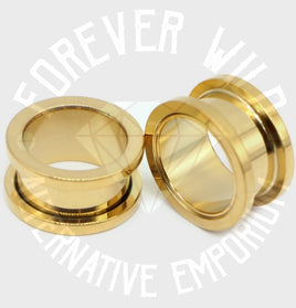 Steel Screw-fit Tunnels ↠ Gold ~ Pair