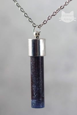Purple & Black Resin Cylinder Necklace