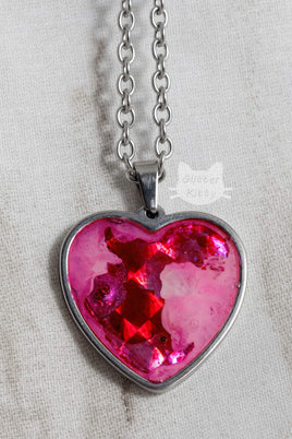 Pink Abstract Heart Necklace * Discounted