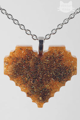 Pixelated Coffee Heart Necklace