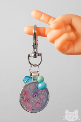 Round Handbag Charm With Fimo Slices