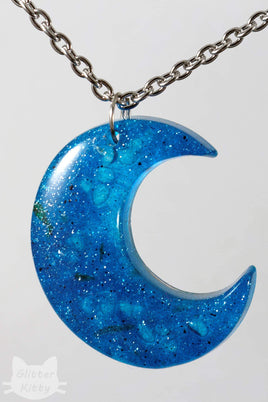 Blue Crescent Moon Necklace