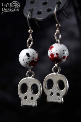 Bloodsplatter Skull Earrings