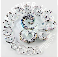 White & Black Splatter Spirals (Pair)